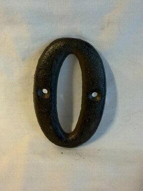 Number "0" (Zero) House Address Number Solid Cast Iron 3 5/8" tall 13021-0